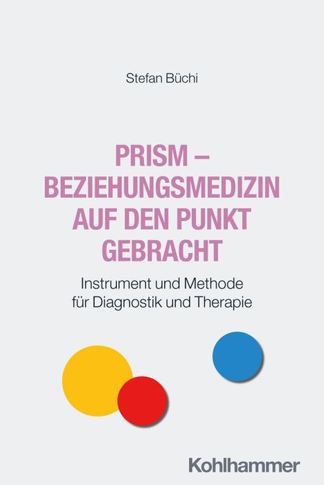 Titel: PRISM – BEZIEHUNGSMEDIZIN AUF DEN PUNKT GEBRACHT. Drei bunte Kreise: gelb, rot, blau, unten.