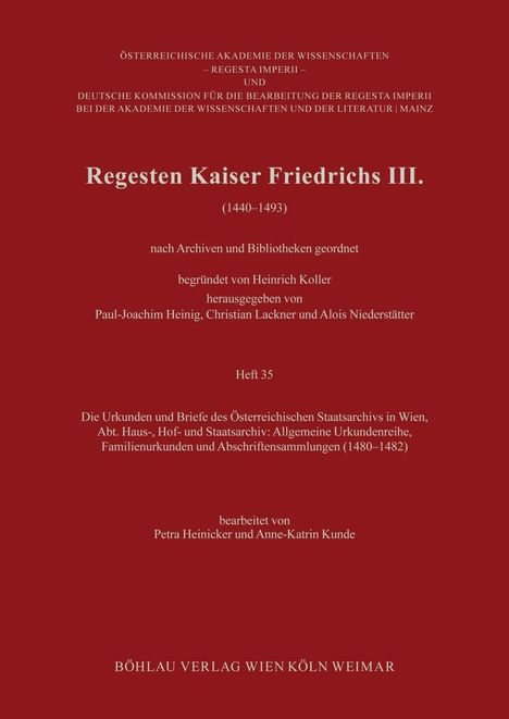 Regesten Kaiser Friedrichs III. Heft 35, Buch