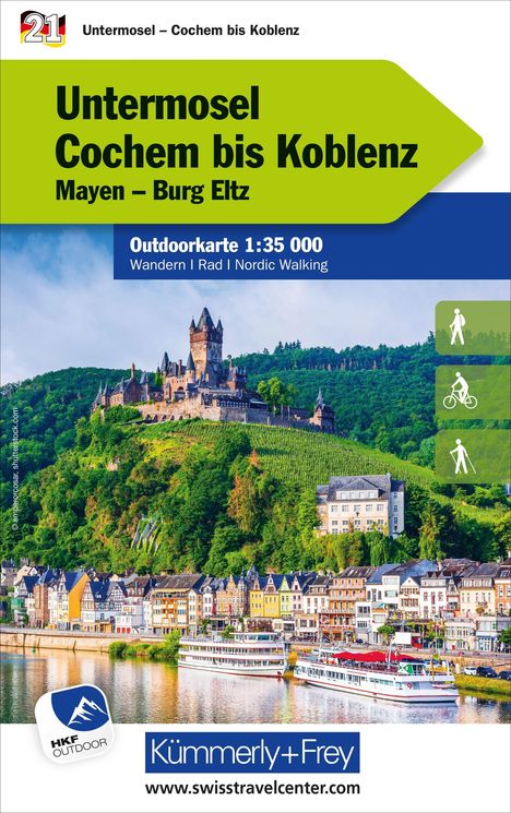 Kümmerly+Frey Outdoorkarte Deutschland 21 Untermosel, Cochem bis Koblenz 1:35.000, Karten