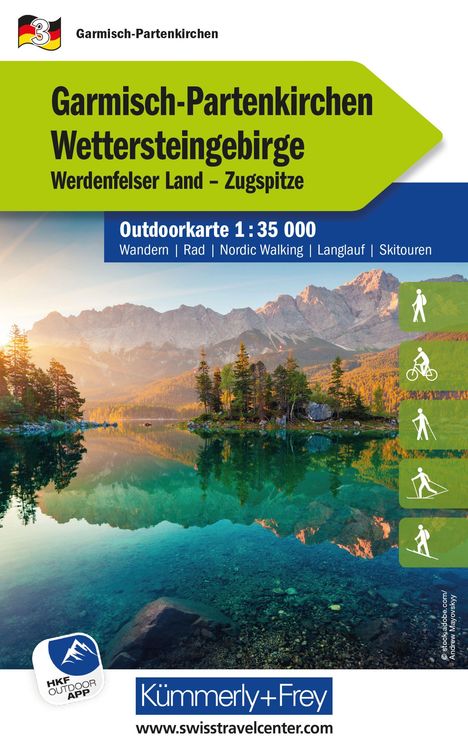 Kümmerly+Frey Outdoorkarte Deutschland 3 Garmisch-Partenkirchen, Wettersteingebirge 1:35.000, Karten