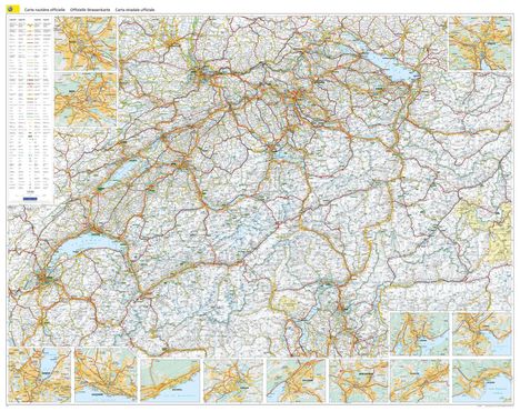 Schweiz TCS Strassenkarte Poster 1:301 000 Plano gerollt in Röhre 126 x 99,6 cm, Karten