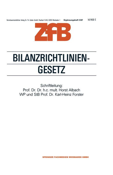 Horst Albach: Bilanzrichtlinien-Gesetz, Buch