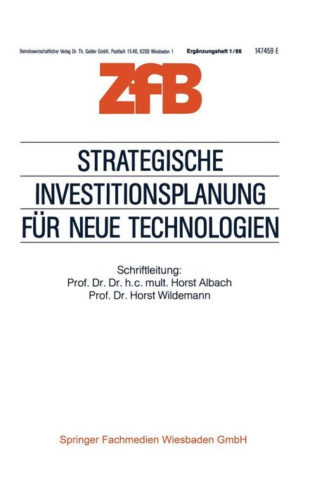 Horst Albach: Strategische Investitionsplanung für neue Technologien, Buch