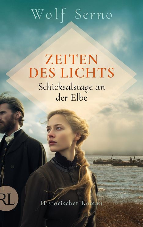 "Zeiten des Lichts: Schicksalstage an der Elbe", Wolf Serno. Eine Frau blickt ernst, Flusslandschaft im Hintergrund.