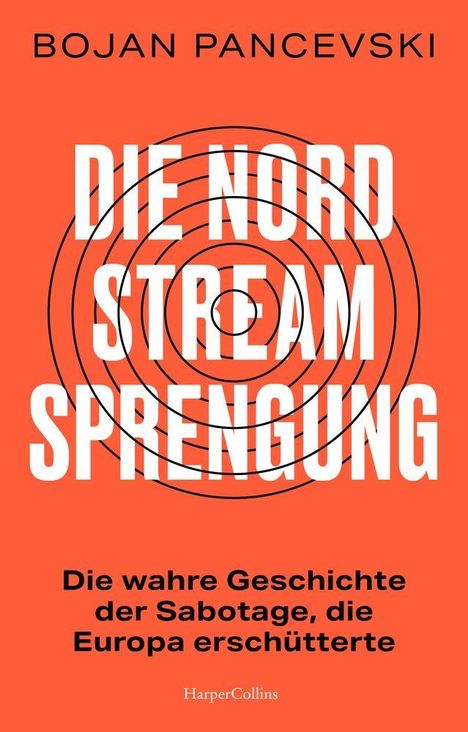 Titel: "Die Nord Stream Sprengung". Untertitel: "Die wahre Geschichte der Sabotage, die Europa erschütterte". Orange Hintergrund.