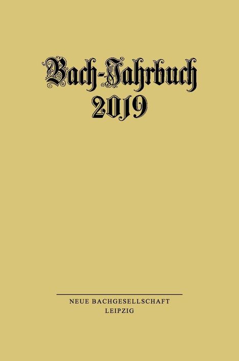 Bach-Jahrbuch 2019, Buch