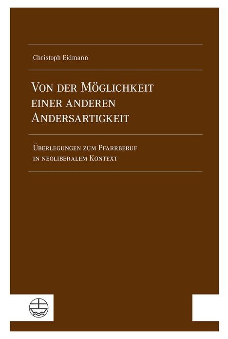 Text: "Von der Möglichkeit einer anderen Andersartigkeit" von Christoph Eidmann. 
Brauner Hintergrund, Logo unten links.