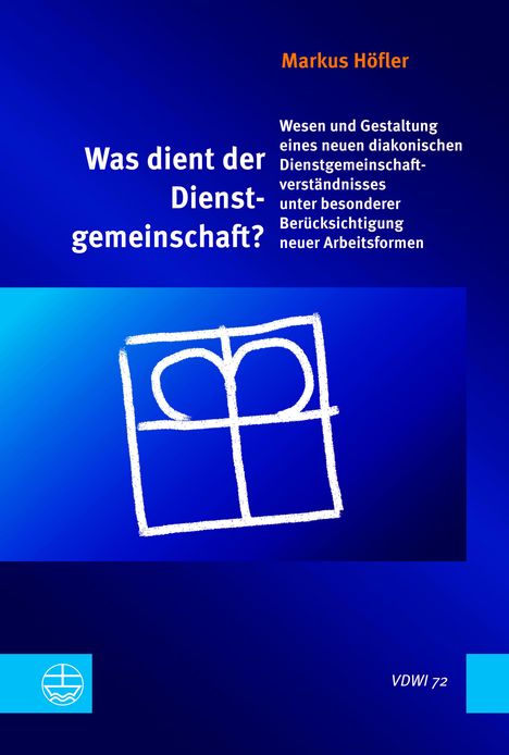Titel: "Was dient der Dienstgemeinschaft?" Autor: Markus Höfler. Weißes Geschenk-Symbol auf blauem Hintergrund.
