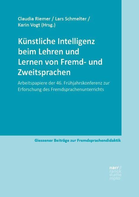 Künstliche Intelligenz beim Lehren und Lernen von Fremd- und Zweitsprachen. Blau-grauer Hintergrund mit weißem Text.