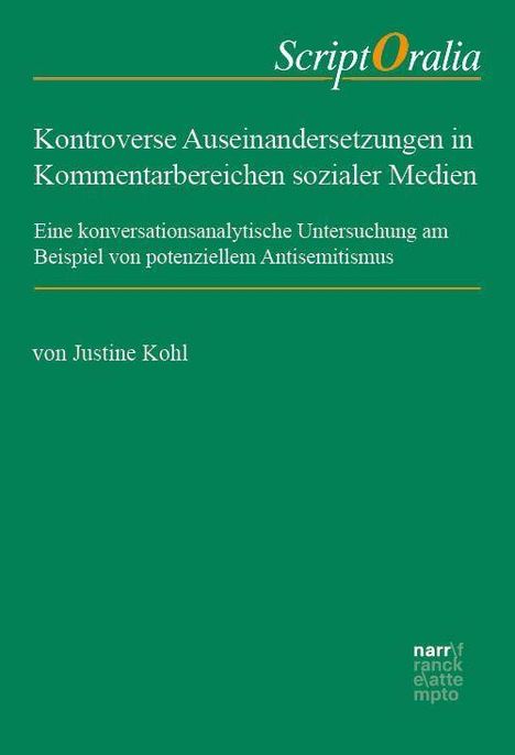 "Kontroverse Auseinandersetzungen in Kommentarbereichen sozialer Medien" oben in Serifenschrift. Text auf grünem Hintergrund.