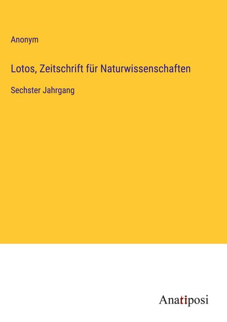 Anonym: Lotos, Zeitschrift für Naturwissenschaften, Buch
