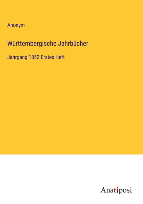 Anonym: Württembergische Jahrbücher, Buch
