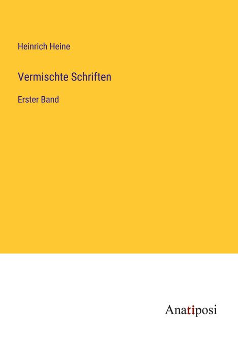 Heinrich Heine: Vermischte Schriften, Buch