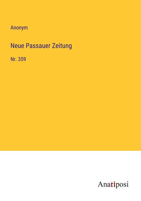 Anonym: Neue Passauer Zeitung, Buch