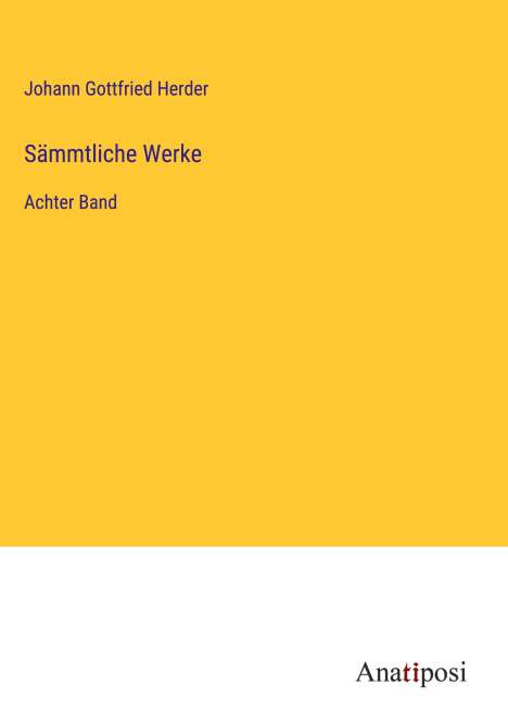 Johann Gottfried Herder: Sämmtliche Werke, Buch