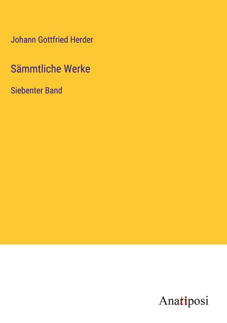 Johann Gottfried Herder: Sämmtliche Werke, Buch