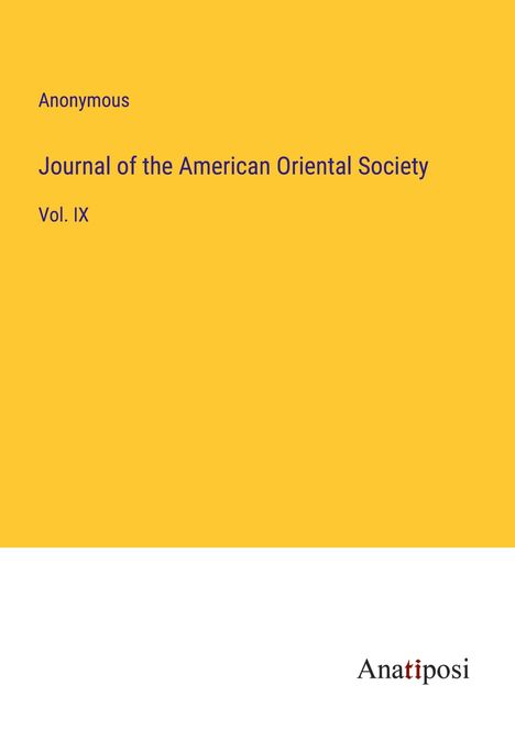 Anonymous: Journal of the American Oriental Society, Buch
