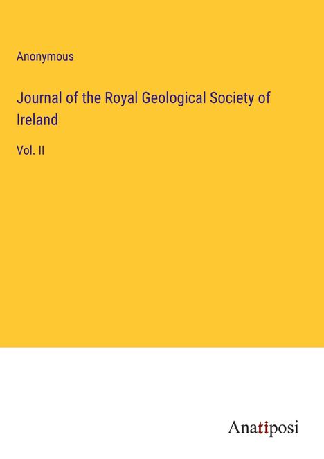 Anonymous: Journal of the Royal Geological Society of Ireland, Buch