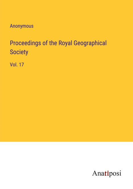 Anonymous: Proceedings of the Royal Geographical Society, Buch