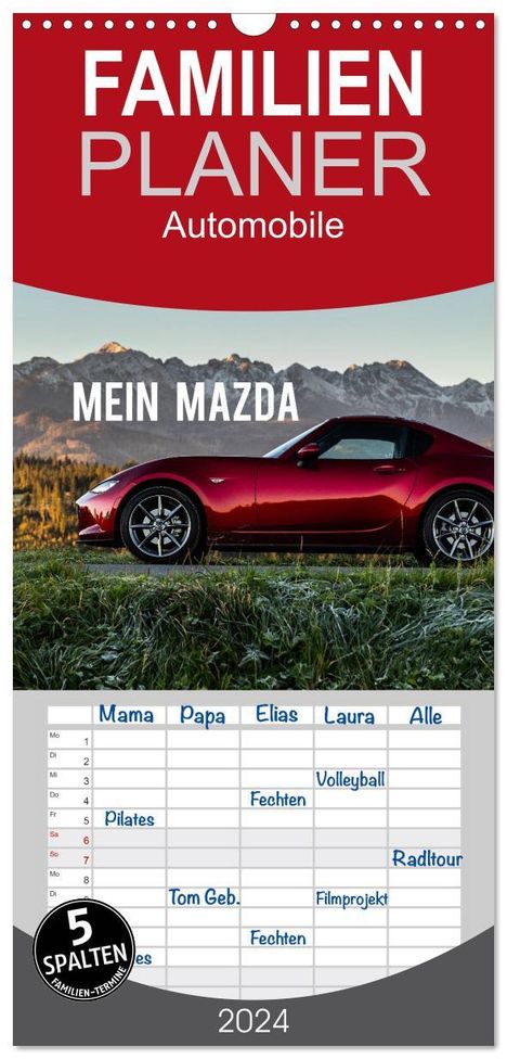 Mikolaj Gospodarek: Familienplaner 2024 - Mein Mazda mit 5 Spalten (Wandkalender, 21 x 45 cm) CALVENDO, Kalender