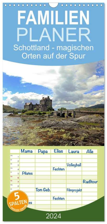 Alexandra Winter: Familienplaner 2024 - Schottland - magischen Orten auf der Spur mit 5 Spalten (Wandkalender, 21 x 45 cm) CALVENDO, Kalender