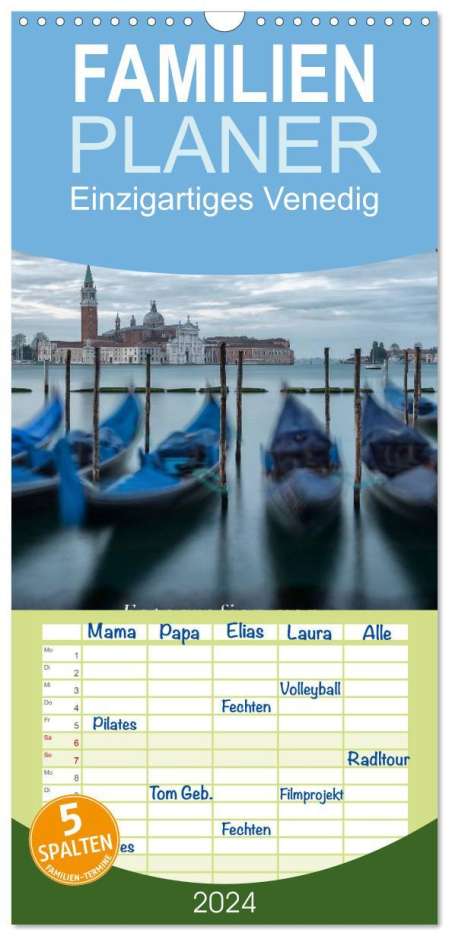 Guenter Stefan Bartl: Familienplaner 2024 - Einzigartiges Venedig mit 5 Spalten (Wandkalender, 21 x 45 cm) CALVENDO, Kalender