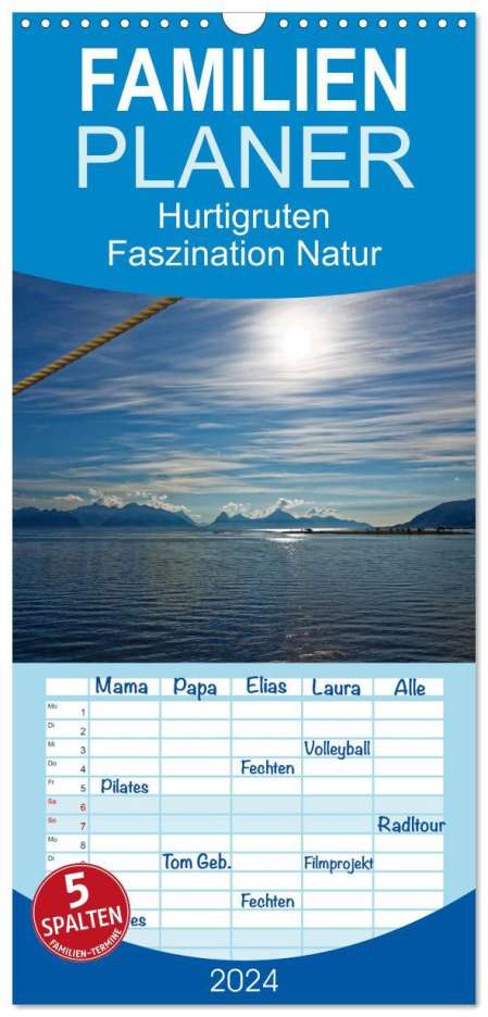 Hanns-Peter Eisold: Familienplaner 2024 - Hurtigruten - Faszination Natur mit 5 Spalten (Wandkalender, 21 x 45 cm) CALVENDO, Kalender