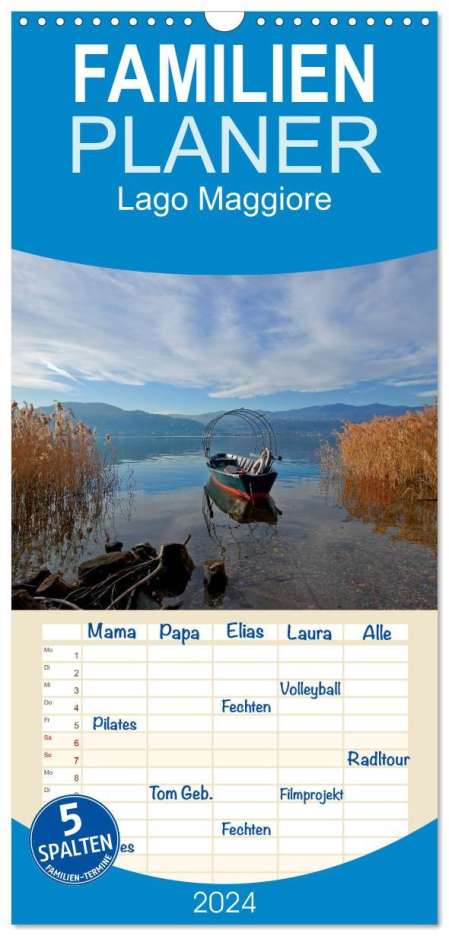 Joana Kruse: Familienplaner 2024 - Lago Maggiore mit 5 Spalten (Wandkalender, 21 x 45 cm) CALVENDO, Kalender