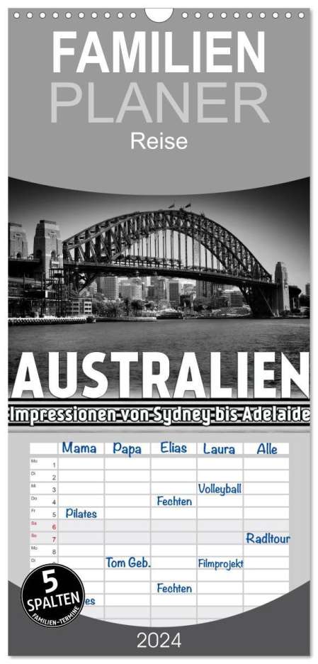 Melanie Viola: Familienplaner 2024 - AUSTRALIEN Impressionen von Sydney bis Adelaide mit 5 Spalten (Wandkalender, 21 x 45 cm) CALVENDO, Kalender