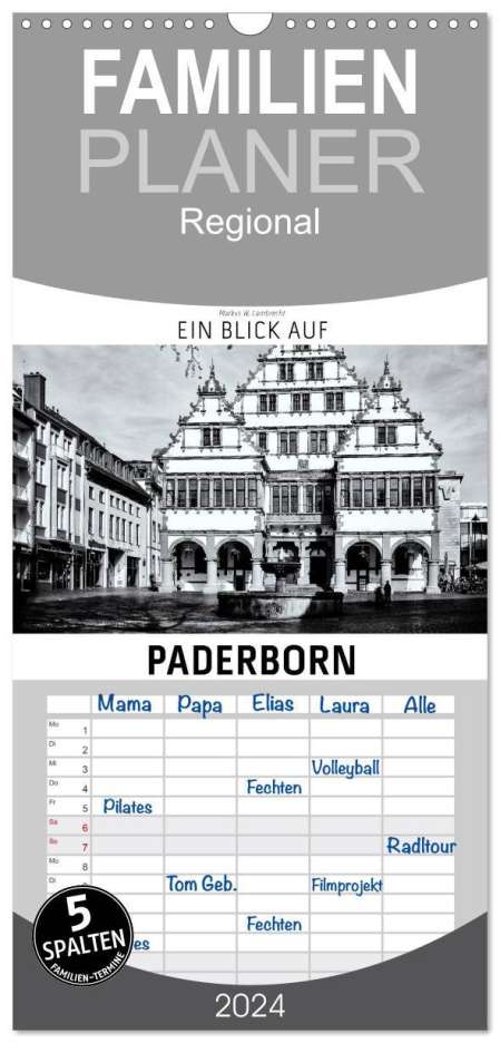 Markus W. Lambrecht: Familienplaner 2024 - Ein Blick auf Paderborn mit 5 Spalten (Wandkalender, 21 x 45 cm) CALVENDO, Kalender