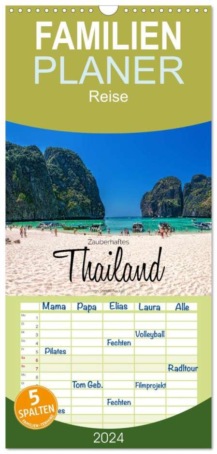 Stefan Becker: Familienplaner 2024 - Zauberhaftes Thailand mit 5 Spalten (Wandkalender, 21 x 45 cm) CALVENDO, Kalender
