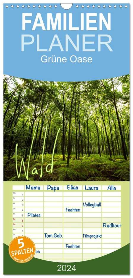 Frauke Gimpel: Familienplaner 2024 - Wald mit 5 Spalten (Wandkalender, 21 x 45 cm) CALVENDO, Kalender