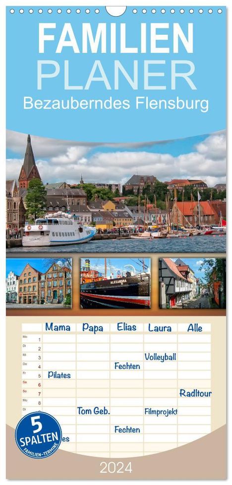 Peter Roder: Familienplaner 2024 - Bezauberndes Flensburg mit 5 Spalten (Wandkalender, 21 x 45 cm) CALVENDO, Kalender
