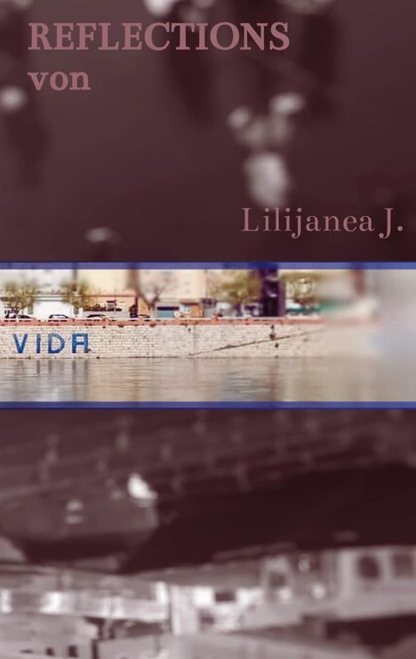 "REFLECTIONS von Lilijanea J." ist in rosa Schrift zu sehen. Ein Flussbild mit "VIDA" auf einer Mauer in der Mitte.