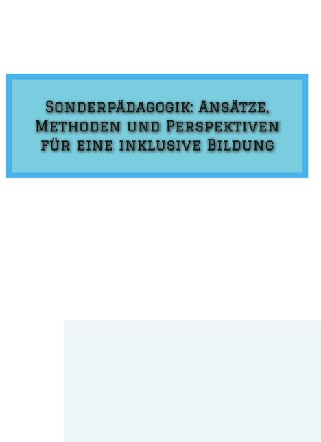 David Redel: Sonderpädagogik: Ansätze, Methoden und Perspektiven für eine inklusive Bildung, Buch