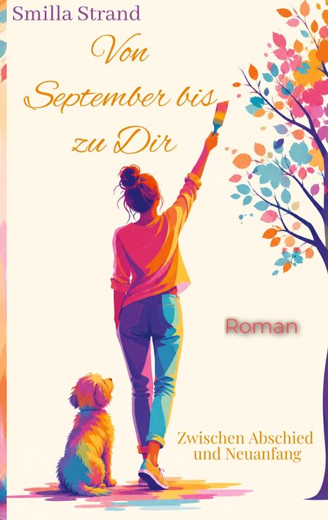 Titel: "Von September bis zu Dir", Autorin: Ivonne Isabell Springer. Silhouette eines Paares unter kahlem Baum.