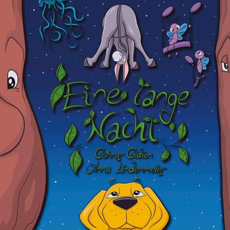 Text: "Eine lange Nacht" von Günar Gidon, Anna Lindenmeier. Illustration mit Tieren und Nachthimmel.