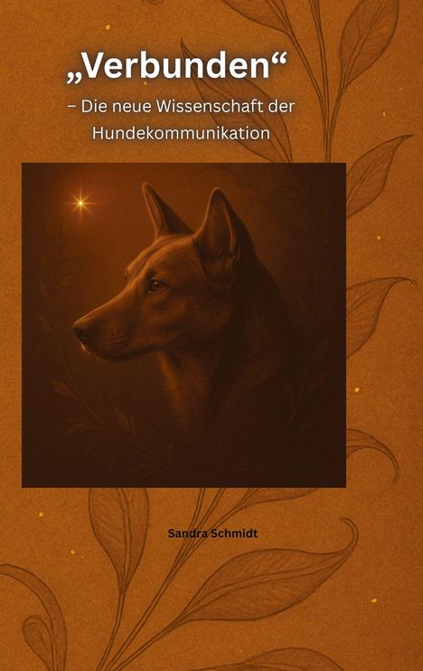 „Verbunden“ – Die neue Wissenschaft der Hundekommunikation. Illustration: Hund mit floralem Muster und Stern.