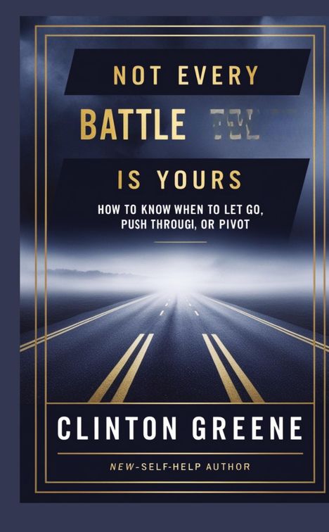 "Not Every Battle Is Yours", "How to know when to let go, push through, or pivot", Clinton Greene. Straße in Nebel.