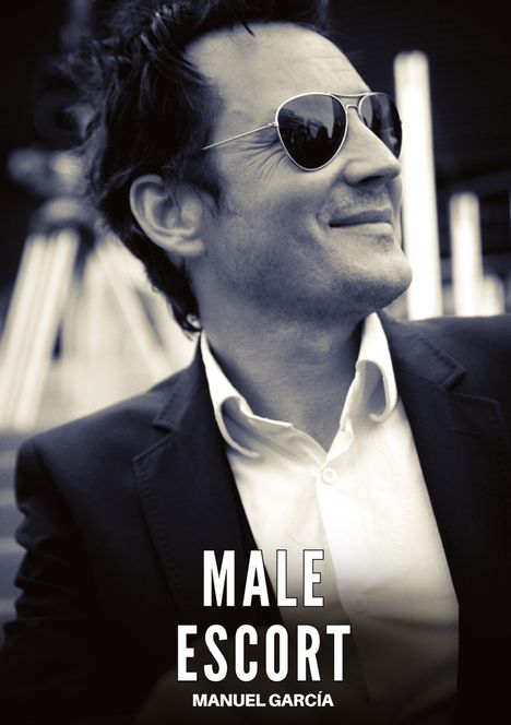 Text: "MY CURIOUS BROTHER-IN-LAW, MANUEL GARCÍA" Ein Mann in Anzug und Sonnenbrille lächelt seitlich.