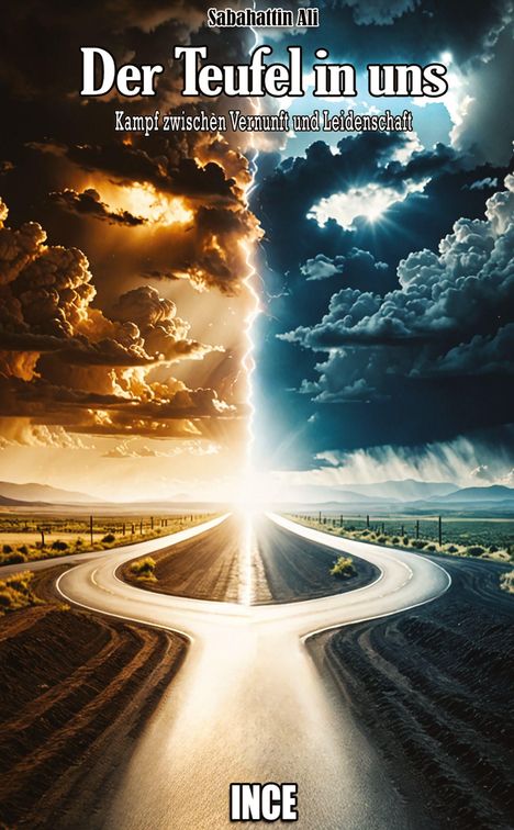 Titel: "Der Teufel in uns" von Sabahahttin Ali. Zwei Straßen unter dramatischen Wolken in warmen und kühlen Farben.
