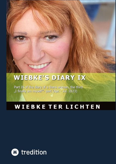 "WIEBKE'S DIARY IX" und "WIEBKE TER LICHTEN". Nahaufnahme einer Frau mit roten Haaren, unten ein Logo.