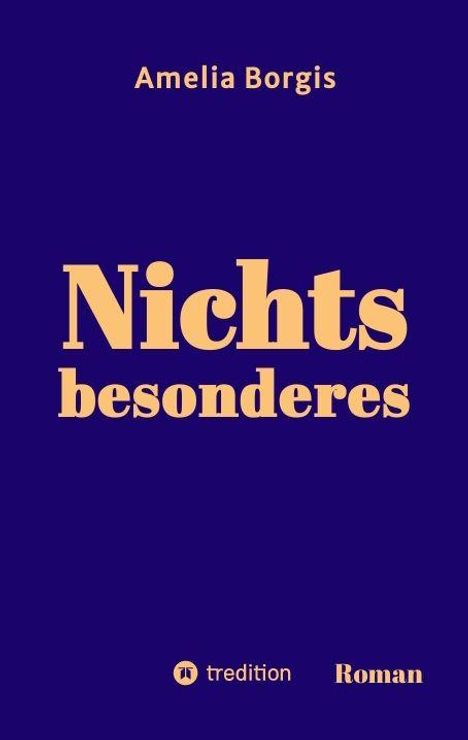Amelia Borgis, Nichts besonderes, tredition, Roman. Dunkelblauer Hintergrund mit gelber Schrift.