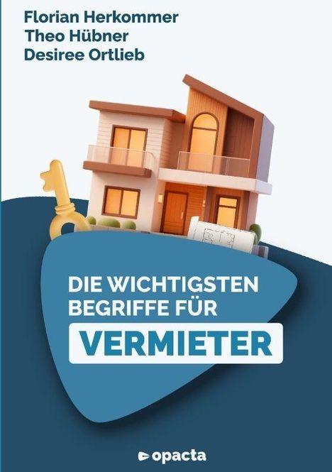 "DIE WICHTIGSTEN BEGRIFFE FÜR VERMIETER" in weißem Text auf blauem Hintergrund. Illustrierte, moderne Wohnung.