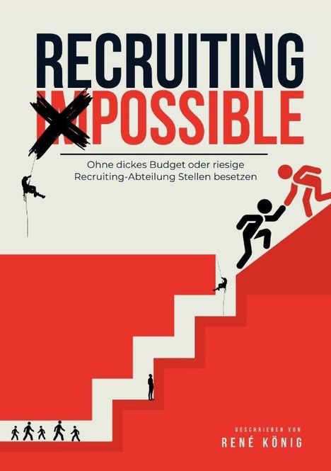 „Recruiting Possible“, Illustration von Personen, die Klippen erklimmen und Treppen steigen.
