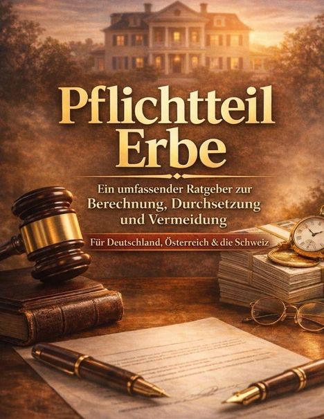 „Pflichtteil Erbe: Ein umfassender Ratgeber zur Berechnung, Durchsetzung und Vermeidung“ steht über einem stattlichen Haus.