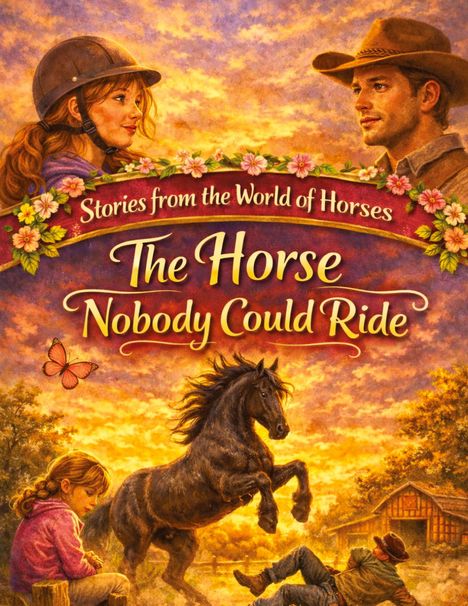 „Stories from the World of Horses: The Horse Nobody Could Ride“. Zwei Menschen, ein Pferd, Schmetterling, Stall, Sonnenuntergang.