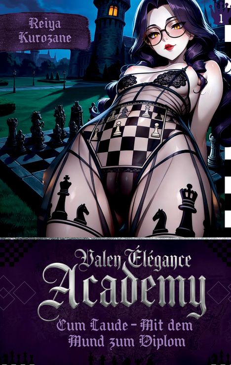Reiya Kurozane. Valen Élégance Academy. Cum Laude - Mit dem Mund zum Diplom. Eine Frau mit Schachmuster und Brille.