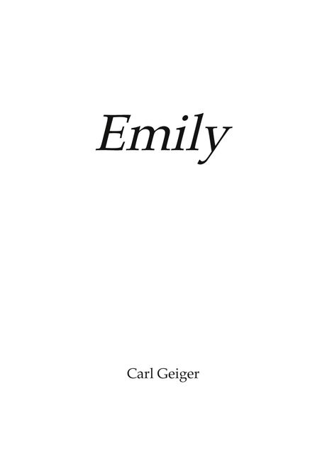 Text "Emily" in großer, kursiver Schrift; darunter kleiner: "Carl Geiger". Weißer Hintergrund.