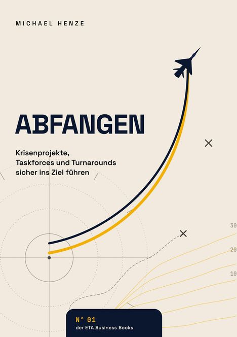 "ABFANGEN. Krisenprojekte, Taskforces und Turnarounds sicher ins Ziel führen." Flugzeug mit Flugbahn.